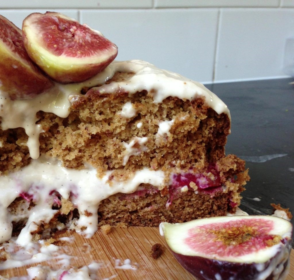 Vegan Fig and Rhubarb Cake