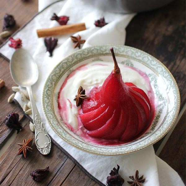 Wine Poached Pears