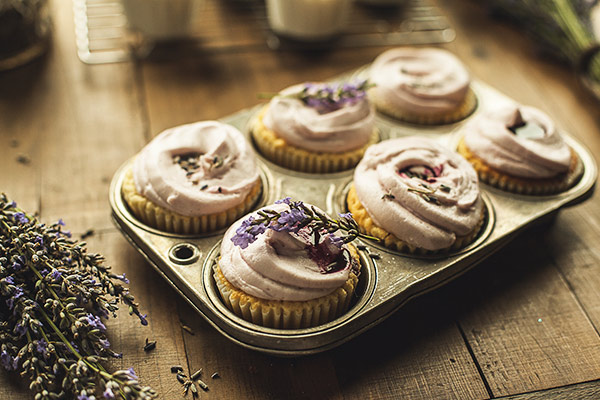 Lemon Cupcakes with Lavender Frosting