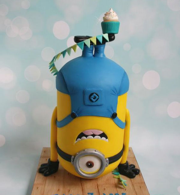 Upside-Down Minion Cake