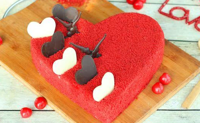 Heart Shape Red Velvet cake for Valentines Day