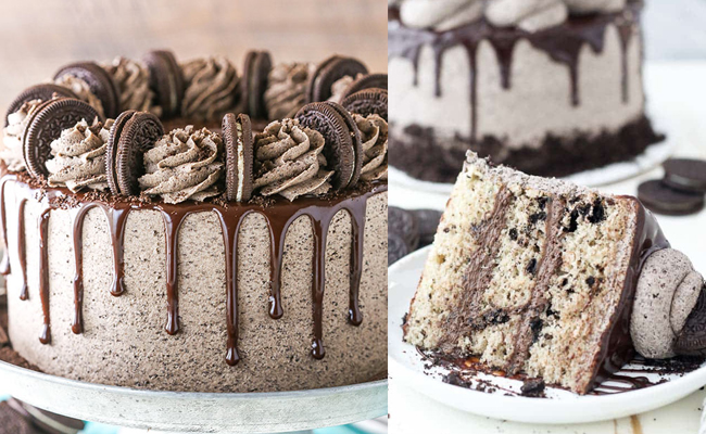 Chocolate fudge cake with crushed Oreo buttercream