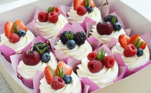 Fresh Fruit decoration on cupcake