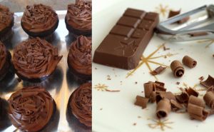 Cupcakes Decorated by Chocolate Shavings
