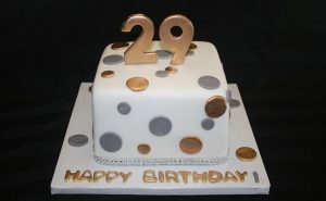 Silver & Gold 29th Birthday Cake