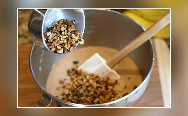 Add walnuts to the batter