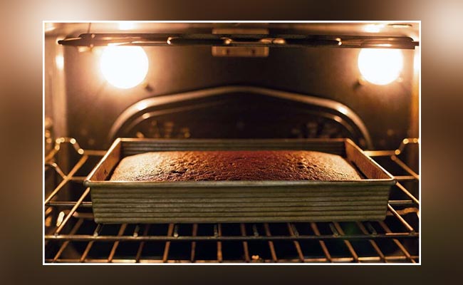 cake in oven