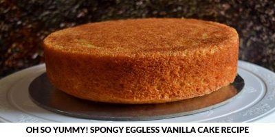 spongy eggless vanilla cake recipe cover