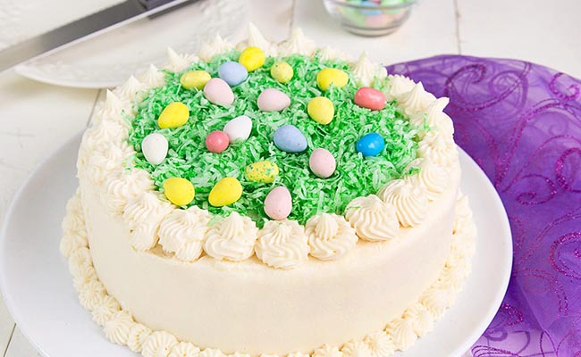 eggs on grass easter cake