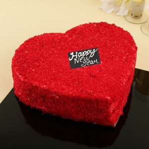 Heart-shaped red velvet cake