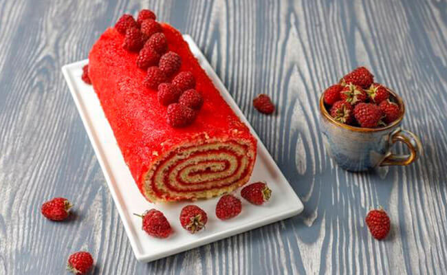 Raspberry Rolled Cake