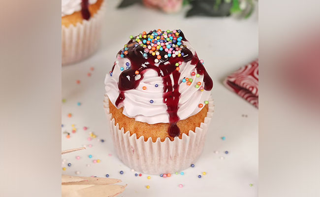Dripping Blueberry Cupcakes