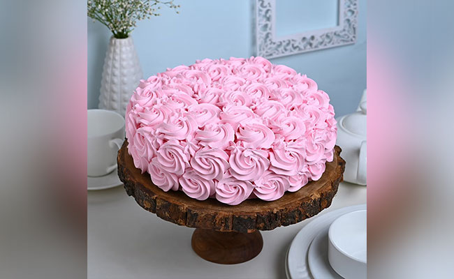 Pink Rose Strawberry Cake