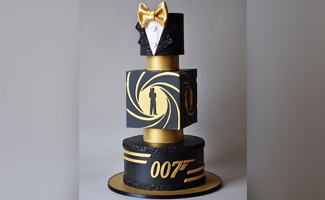  James Bond Theme Cake In Black & Golden Colour
