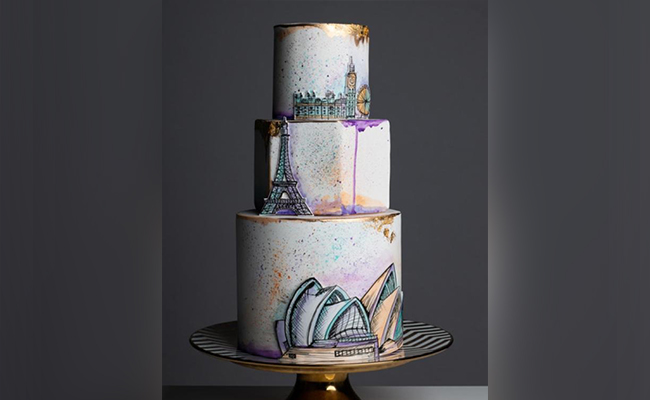 Three-tiered Cake With Colourful Splashes of-edible-paint