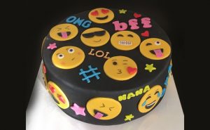 Multiple Emojis Black Fondant Cake 