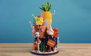 Spongebob Theme Colourful Fondant Cake 