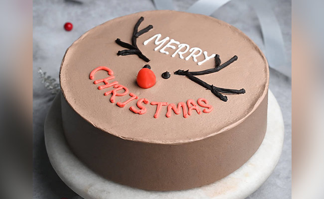 Creamy Deer Face Xmas Cake