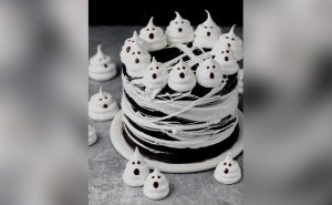 Ghostly White Chocolate Mousse Cake