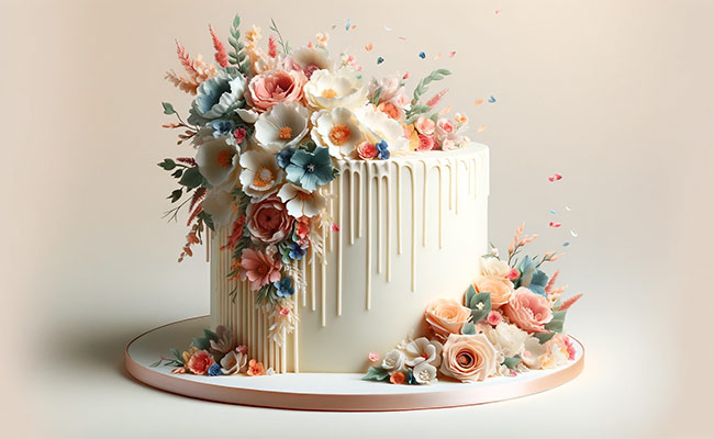 floral cascade fondant cake