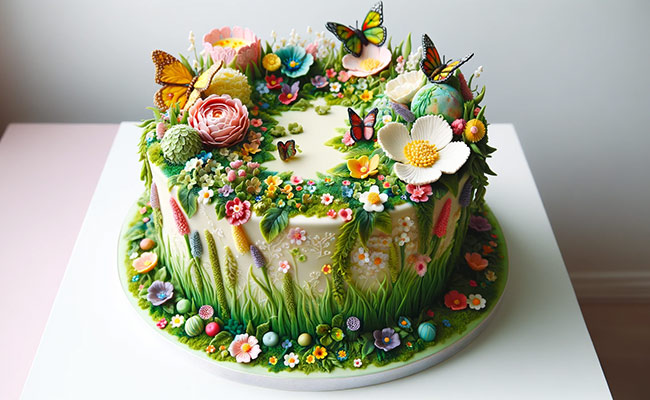 garden wonderland fondant cake