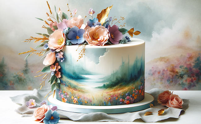 watercolour cake