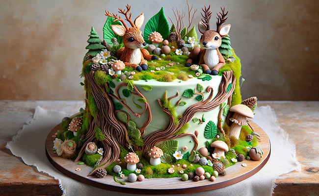 whimsical woodland fondant cake