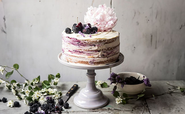 Blackberry lavender cakes with white chocolate buttercream