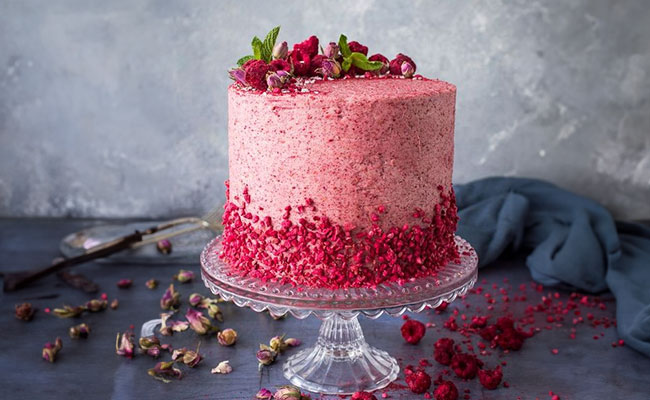 Raspberry, coconut, and lemon layer cakes