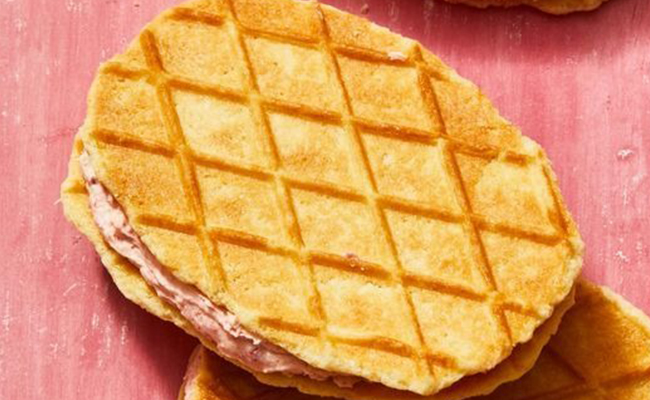 Waffle Cookies with Strawberry Buttercream