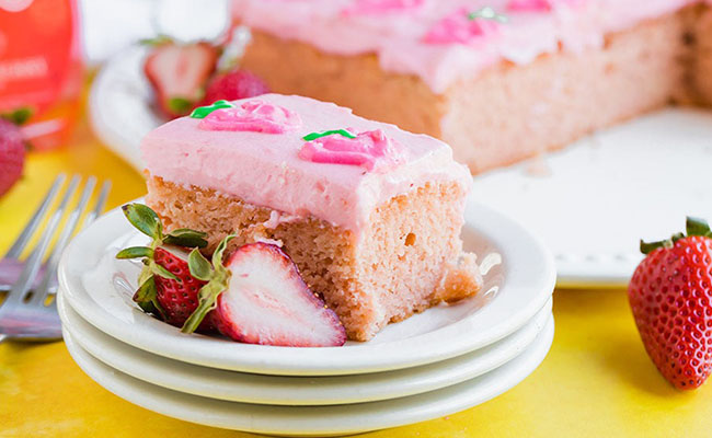 Pink Sheet Cake with Whipped Topping