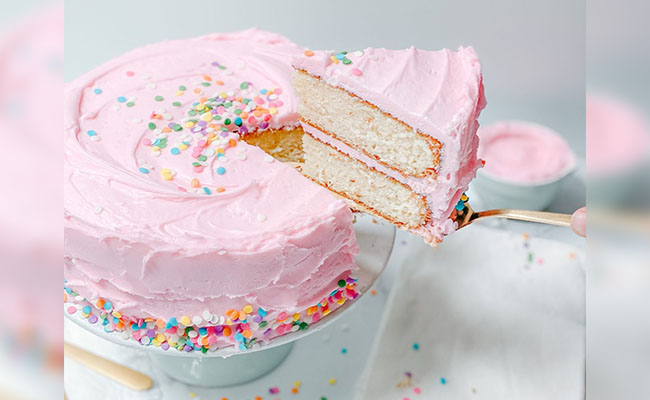 Vanilla Cake with Pink Buttercream