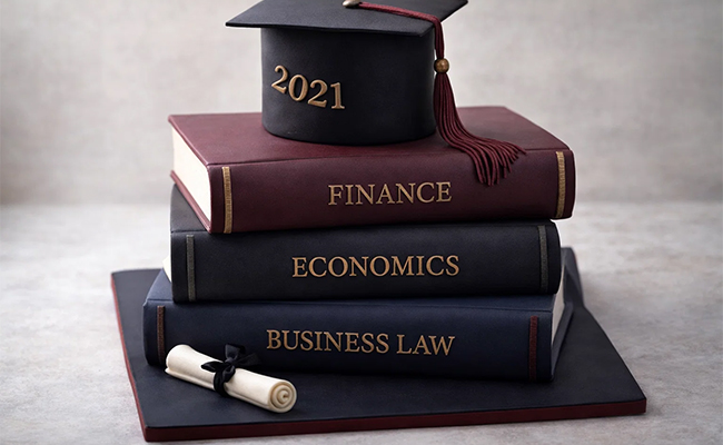 Book-Themed Graduation Cake