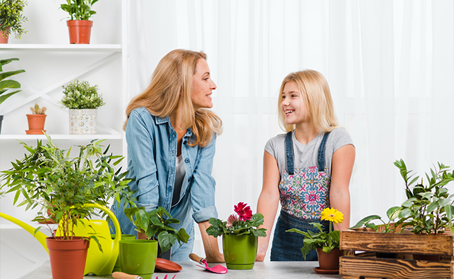 gift her indoor plants or flowers