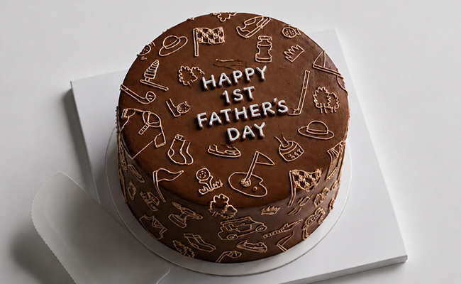 playful cake with icons