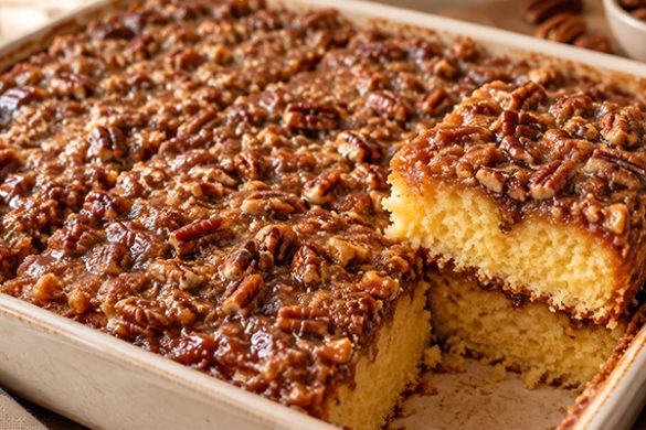 Praline Cake Recipe with a Caramel Pecan Twist