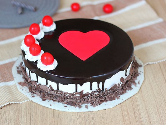 Black Forest Red Heart Cake - Cherry Bomb Cake: Bakingo Black Forest Red Heart Cake - Cherry Bomb Cake: Bakingo